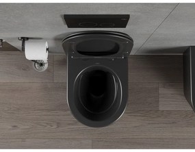 Mexen Rico závesné wc Rimless s toaletným Slim sedátkom z duroplastu, čierna matná - 30721085