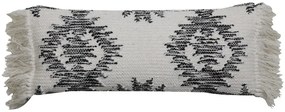 Bielo-čierny vankúš RIMAGE s ornamentmi a strapcami - 70 * 30 cm