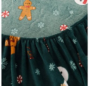 Plachta mikroplyš SNOWMAN AND GINGERBREAD 200x200 cm zelené
