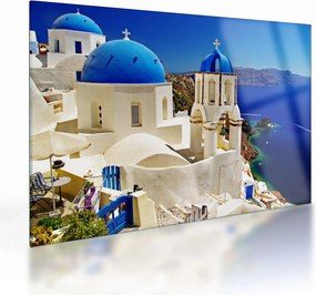 Sklenený obraz - Santorini, Grécko (70x50 cm)