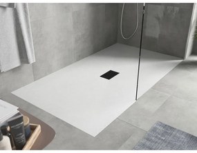 Mexen Hugo, obdĺžniková sprchová vanička SMC 200 x 100 cm, biela, čierna krytka, 42101020-B