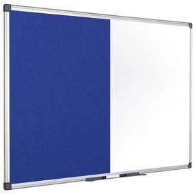Bi-Office Popisovacia magnetická tabuľa a textilná nástenka, biela/modrá, 900 x 600 mm