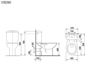 Mereo Mereo, WC kombi, zadný odpad s armatúrou, MER-VSD90 (H8602760007871)