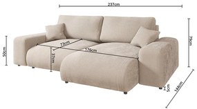 Béžová menčestrová rohová pohovka (variabilná) Justin – Ropez