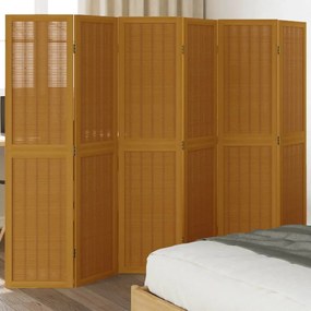 Paraván, 6 panelov, hnedý, masívne drevo paulownie 358825