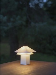 Biela LED stolová lampa so stmievačom s kovovým tienidlom (výška 33,5 cm) Sanaka – Blomus