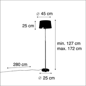Stojaca lampa zlatá/mosadzná s sivým ľanovým tienidlom 45 cm - Parte