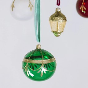 Bella Rose Sklenená vianočná ozdoba Guľa Zelená Lesk 2