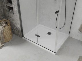 Mexen Lima, sprchovací kút so skladacími dverami 80 (dvere) x 90 (stena) cm, 6mm číre sklo, čierny profil + slim sprchová vanička biela s čiernym sifónom, 856-080-090-70-00-4010B