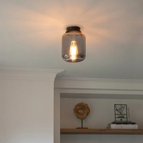 Dizajnové stropné svietidlo čierne s dymovým sklom - Bliss