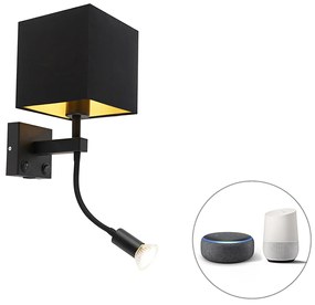 Inteligentná nástenná lampa čierna s USB vrátane Wifi A60 a GU10 - Zeno