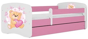 Detská Posteľ. Babydreams+Sz+M Ružová 70x140 Medveď s motýlmi