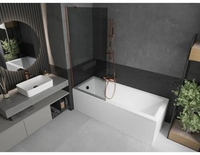 Mexen Next, vaňová zástena 1-krídlová 80 x 150 cm, fixné krídlo, 6 mm šedé sklo, ružové zlato profil, 895-080-000-00-40-60