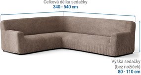 Bielastické poťahy MOSAICO orieškové rohová sedačka (š. 350 - 530 cm)