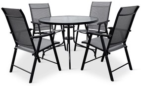 Záhradný jedálenský set Capri 100 cm + 4x kovová stolička Solano