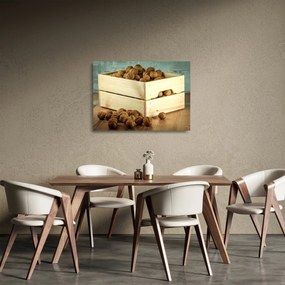 Sklenený obraz - Jesenné zátišie s orechmi (70x50 cm)