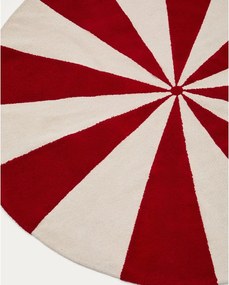Červený/biely detský koberec s prímesou bavlny ø100 cm Wirla – Kave Home