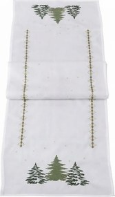 Vianočný behúň na stôl EVERGREEN CHARM 40x140 cm, biely