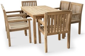 Noela Záhradný teakový set Garden I + 6x kreslo Kingsbury