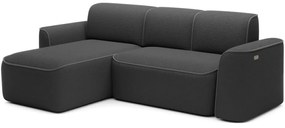 Tmavosivá rohová pohovka z textílie buklé (ľavý roh/s leňoškou) Ume – ELTAP