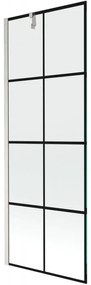 Mexen Next, 1-krídlová vaňová zástena 70 x 150 cm, 6mm číre sklo - čierny vzor, oceľová, 895-070-000-00-77-97