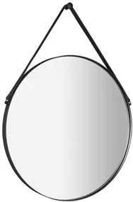 Sapho Sapho, ORBITER zrkadlo guľaté s koženým popruhom, ø 70cm, čierna matná, ORT070