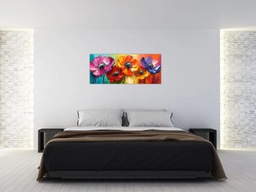 Obraz - Päť pestrofarebných kvetov (120x50 cm)