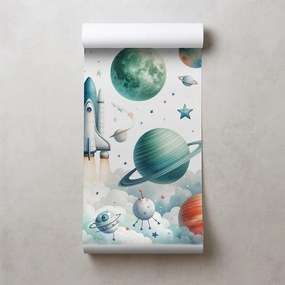 Tapeta detský vesmírny svet s raketami