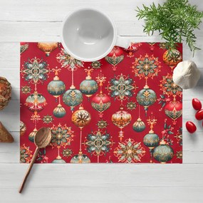 Biante Bavlnené prestieranie na stôl Sandra SA-528 Vianočné banky na červenom 35x45 cm