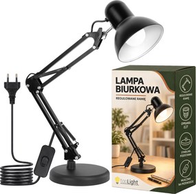 Toolight Toolight, JNH042-1TD, stolná lampa s nastaviteľným ramenom, kresliarsky štýl, 1× E27, čierna, OSW-56233