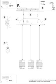 Sollux SL.1301 - Luster na lanku GIZUR 3xE27/15W/230V