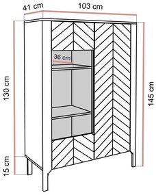 DVOJDVEROVÁ PRESKLENÁ VITRÍNA SALOME ČIERNA 103 cm
