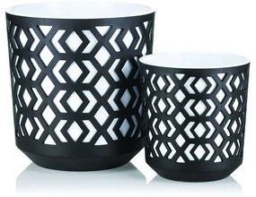 PLASTOVÝ KVETINÁČ ETNIC SADA 2KS 14,8X13,9 CM+20,1X19,5 CM ČIERNA