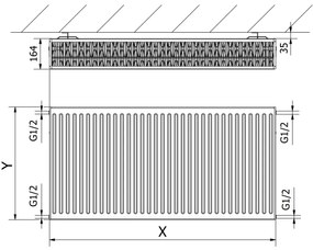 Mexen, Panelový radiátor Mexen C33 300 x 800 mm, bočné pripojenie, 1067 W, biely - W433-030-080-00