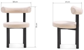 Jídelní židle PEDRO bouclé světle béžová/černá