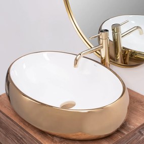 Keramické umývadlo na dosku Rea Melania White / Gold 55x40 cm