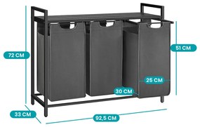 Trojdielny kôš na bielizeň, tmavosivý