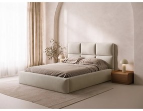 Béžová čalúnená dvojlôžková posteľ s úložným priestorom s roštom 200x200 cm Libera – Windsor &amp; Co Sofas