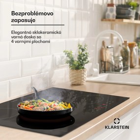 Klarstein Virtuosa 4, varná doska, 60 cm, 6500 W, dvojzónová, Pluszone, časovač, sklokeramika