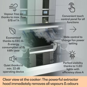 Klarstein Royal Flush Eco, digestor, 90 cm, 576 m³/h, A+