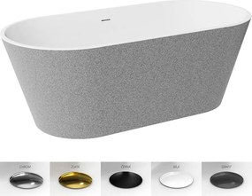 Besco Akrylátová voľne stojaca vaňa Deeva Glam S 150x75 (160x75, 170x80, 180x80) BESCO-Typ výpuste: Click-Clack so štrbinovým prepadom, grafit, BESCO…