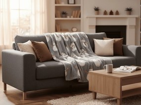 Svietiaca vianočná mikroplyšová deka SNOW BUDDY, sivá Rozmer: 150 x 200 cm