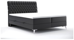 Manželská posteľ Boxspring 180 cm Molera (čierna ekokoža) (s úložným priestorom). Akcia -19%. Vlastná spoľahlivá doprava až k Vám domov. 1044264