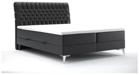 Manželská posteľ Boxspring 180 cm Molera (čierna ekokoža) (s úložným priestorom). Akcia -19%. Vlastná spoľahlivá doprava až k Vám domov. 1044264