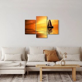 Obraz - Plachetnica pri západe slnka (90x60 cm)