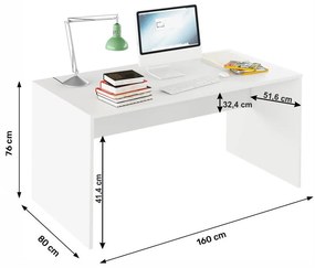 Tempo Kondela Písací stôl, biela, RIOMA TYP 16