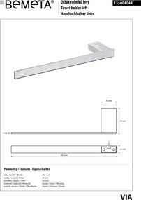 Bemeta Design VIA: Držiak uterákov, 297 mm - 135004044