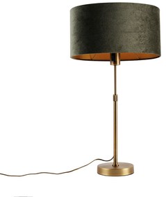Stolná lampa bronzová s oválnym zamatovým tienidlom zelená 35cm - Parte