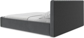 Sivá čalúnená dvojlôžková posteľ s úložným priestorom s roštom 180x200 cm Lemi – Makamii