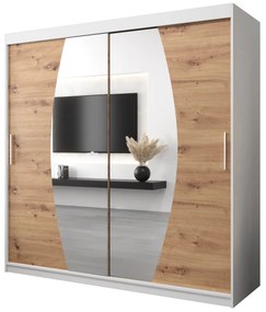 Šatníková skriňa 200 cm Eclipse (biela matná + dub artisan). Akcia -24%. Vlastná spoľahlivá doprava až k Vám domov. 1063429